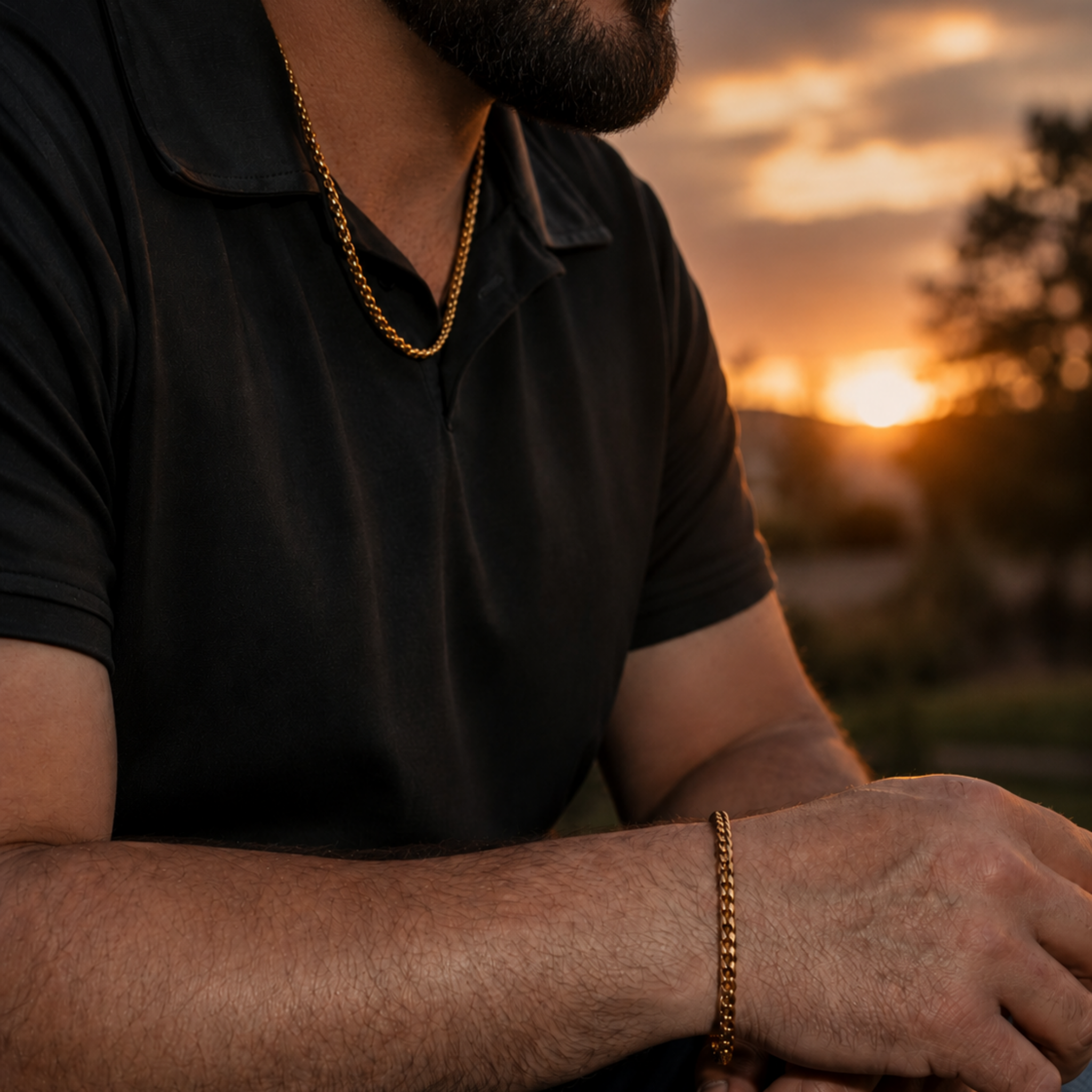 Dad Coastal Duo Set | 18K Gold PVD | Waterproof Necklace & Bracelet Gift Set