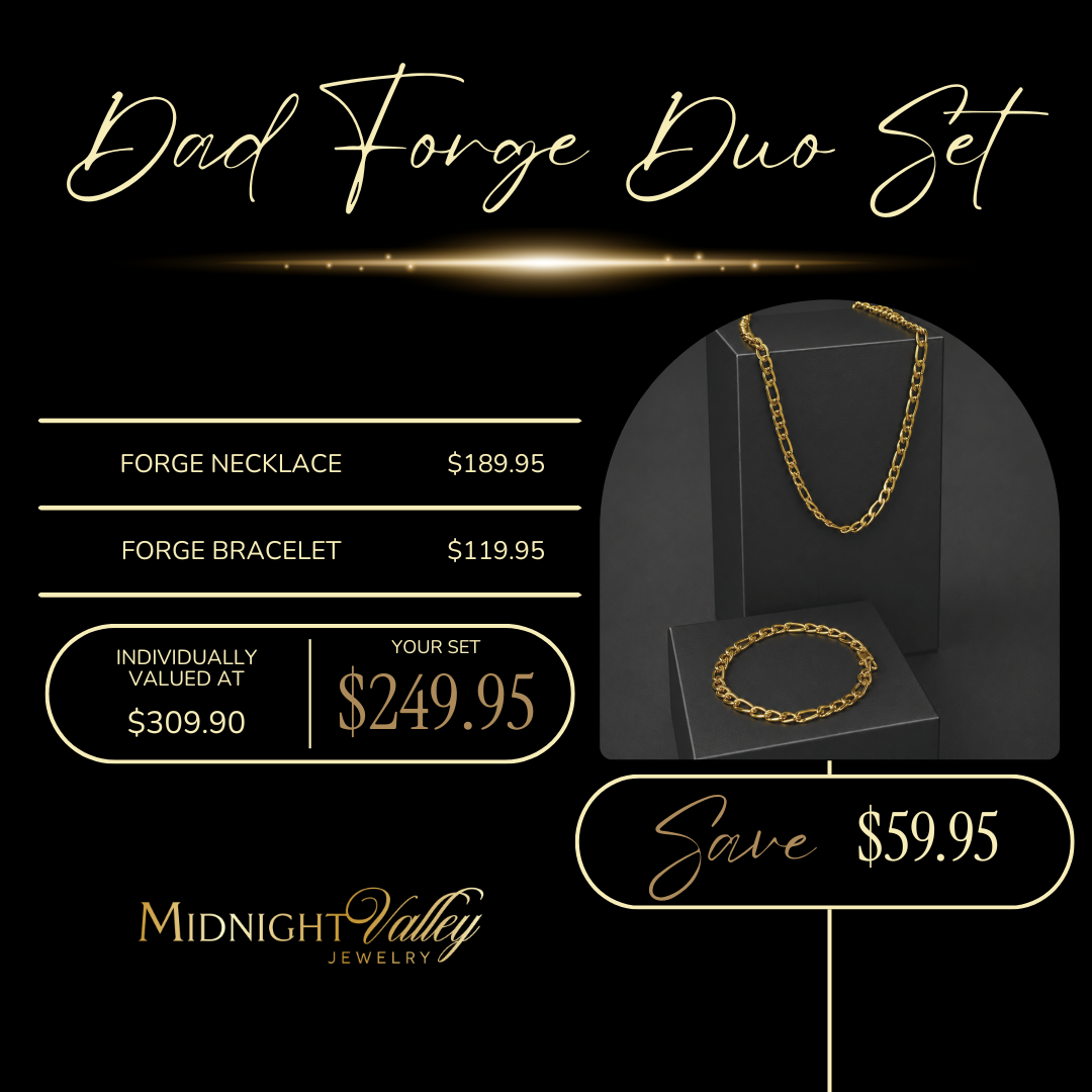 Dad Forge Duo Set | 18K Gold PVD | Waterproof Necklace & Bracelet Gift Set