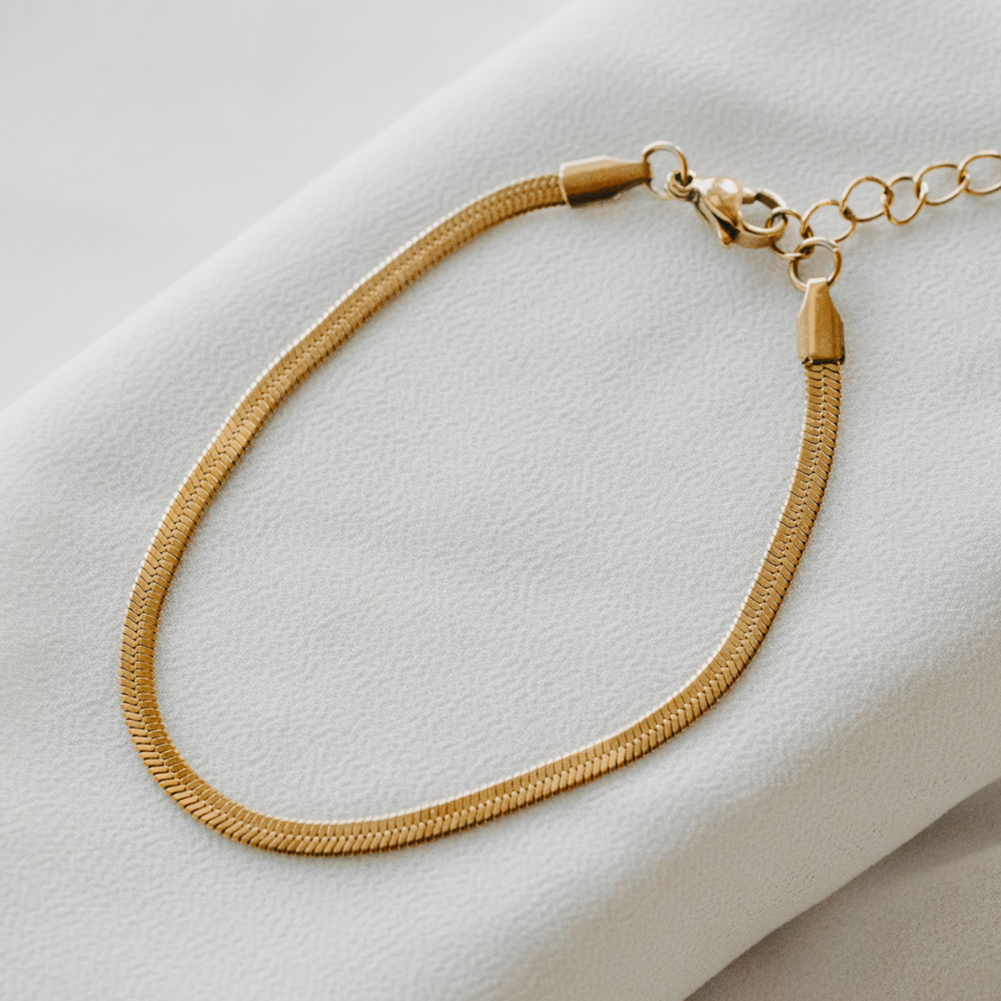 Eclipse Waterproof Gold Herringbone Anklet