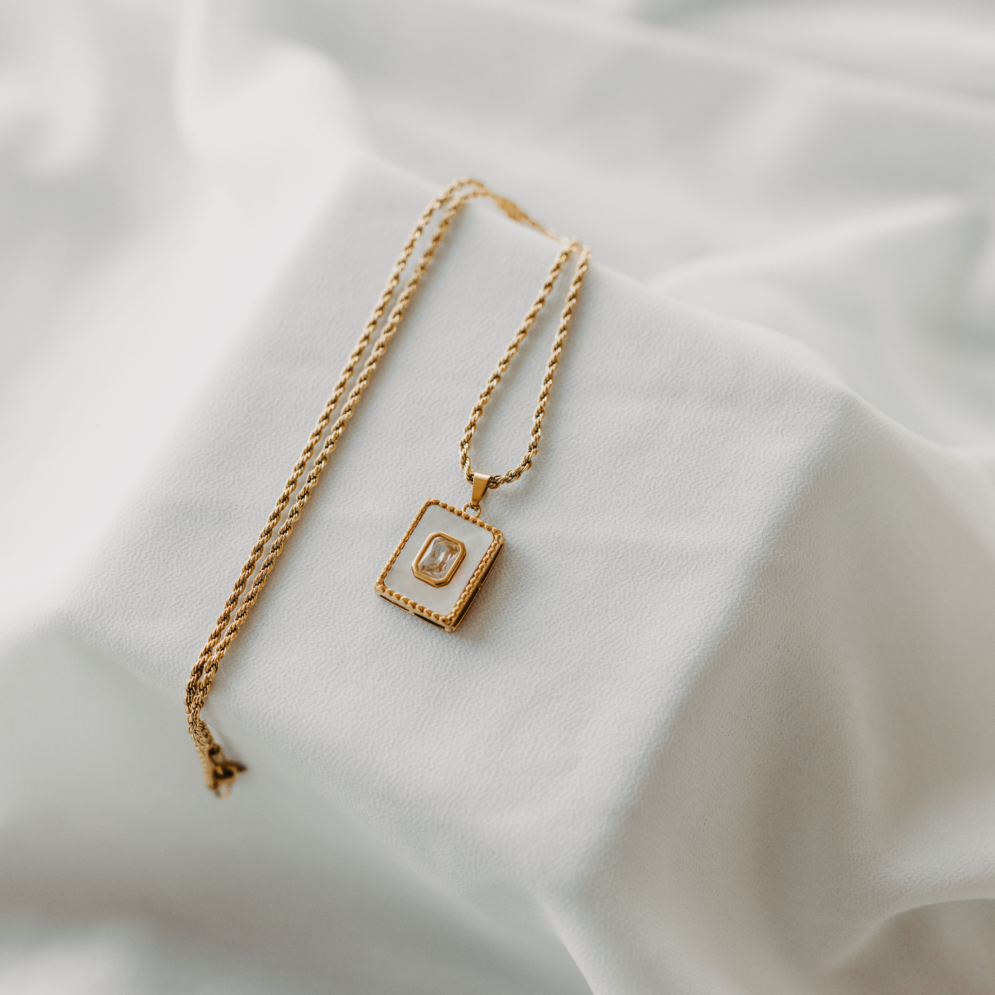 Mykonos Square Pendant Necklace