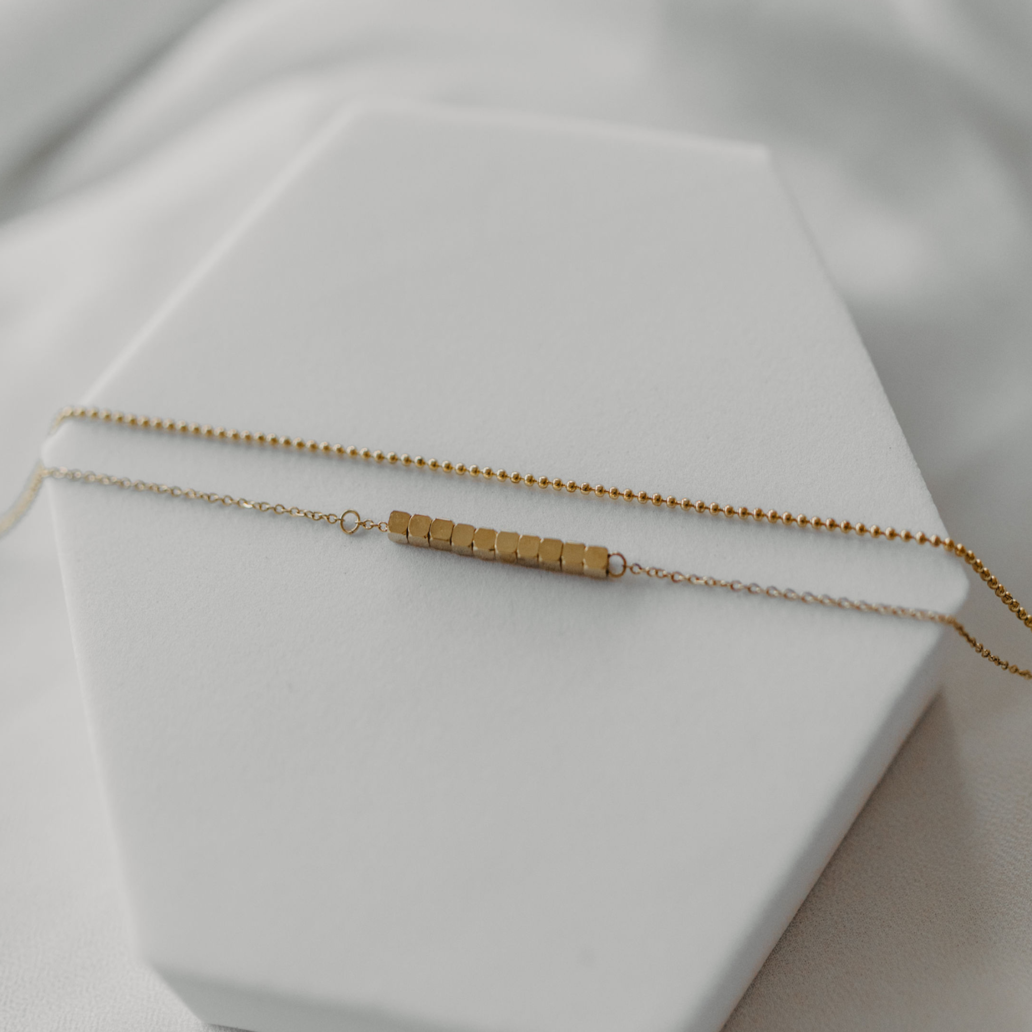 "Aphrodite" Square Bead Chain Layered Anklet