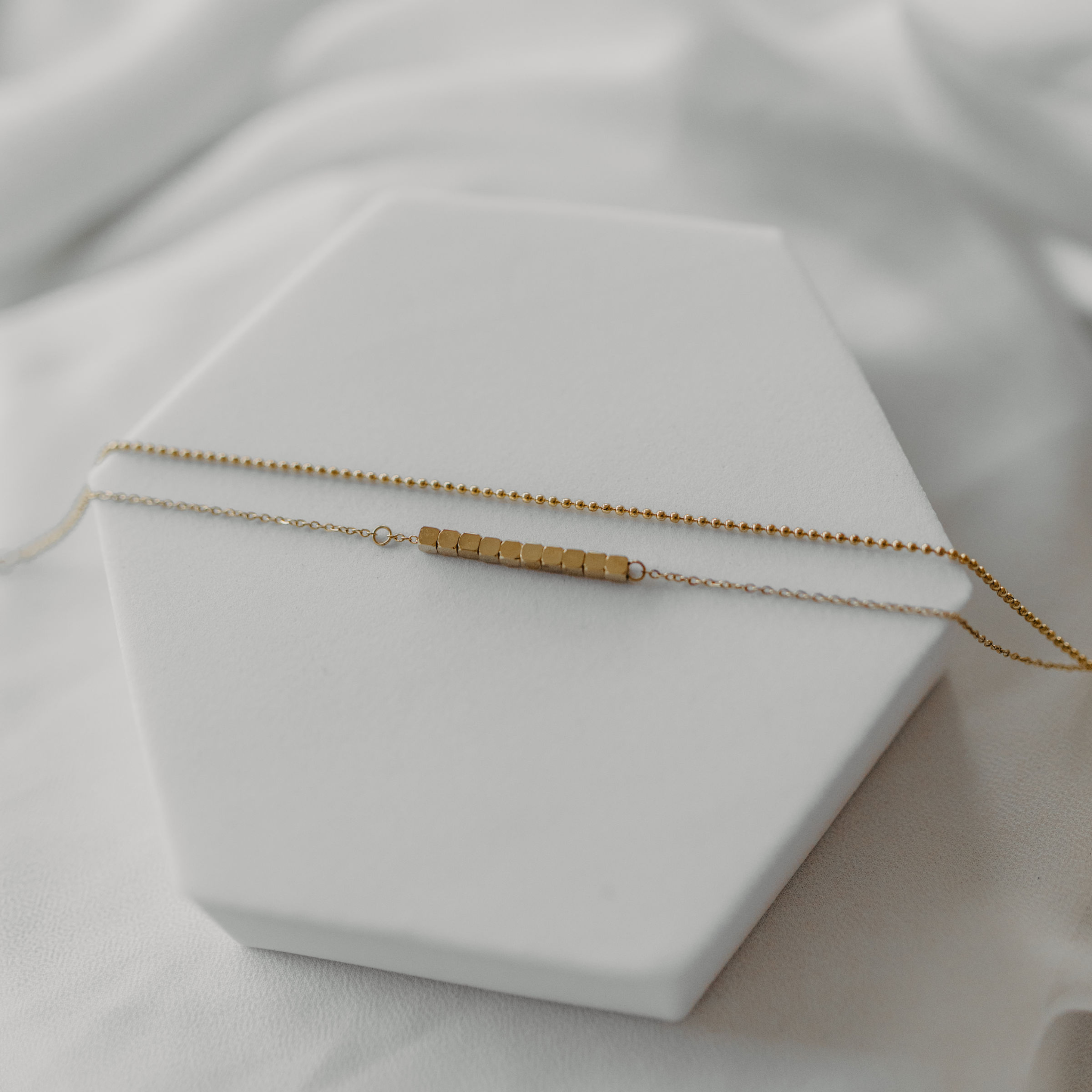 The Aphrodite Waterproof Gold Layered Anklet from Midnight Valley Jewelry. Hypoallergenic and tarnish resistant.