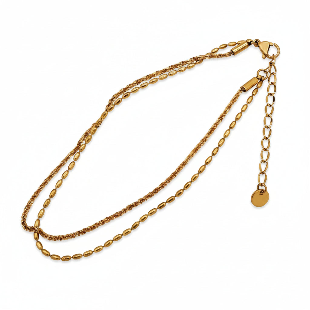 Cove Contrast Waterproof Gold Layered Anklet