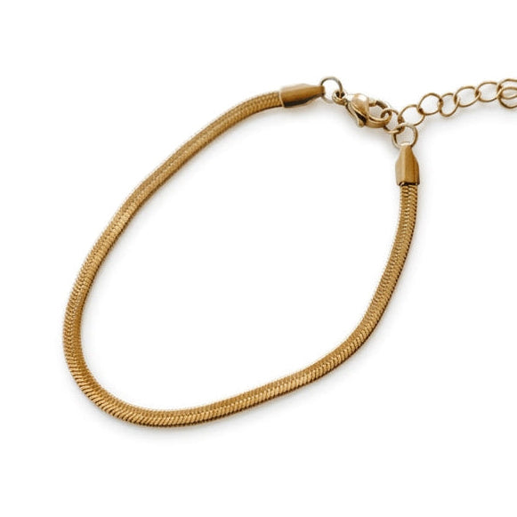 Eclipse Waterproof Gold Herringbone Anklet