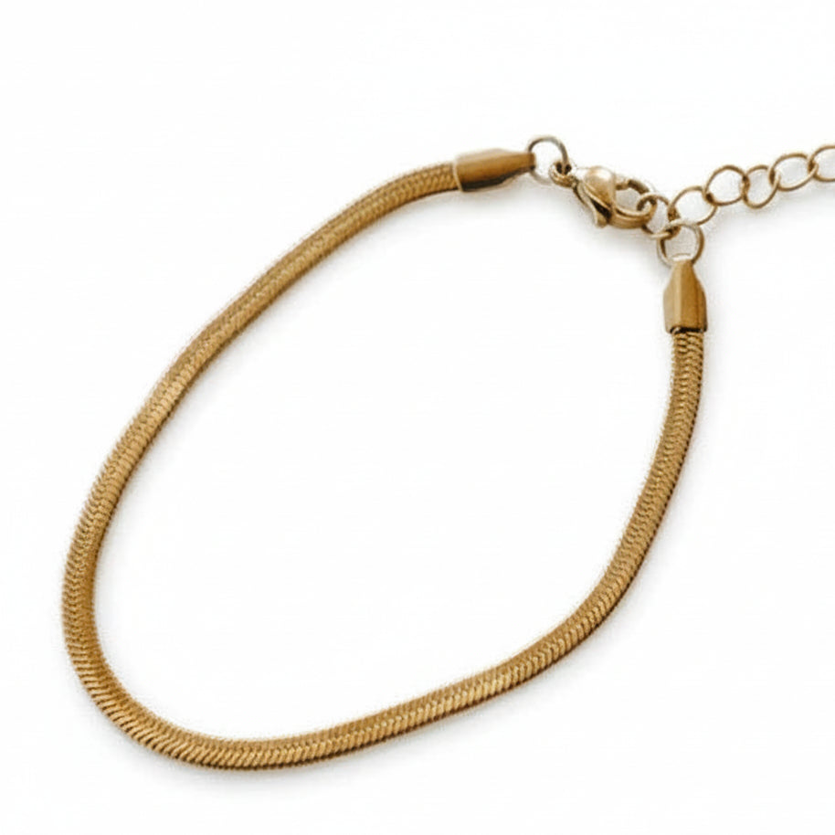 Eclipse Waterproof Gold Herringbone Anklet