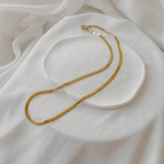Eclipse herringbone necklace in 18K gold PVD with smooth flat chain design waterproof jewelry 3