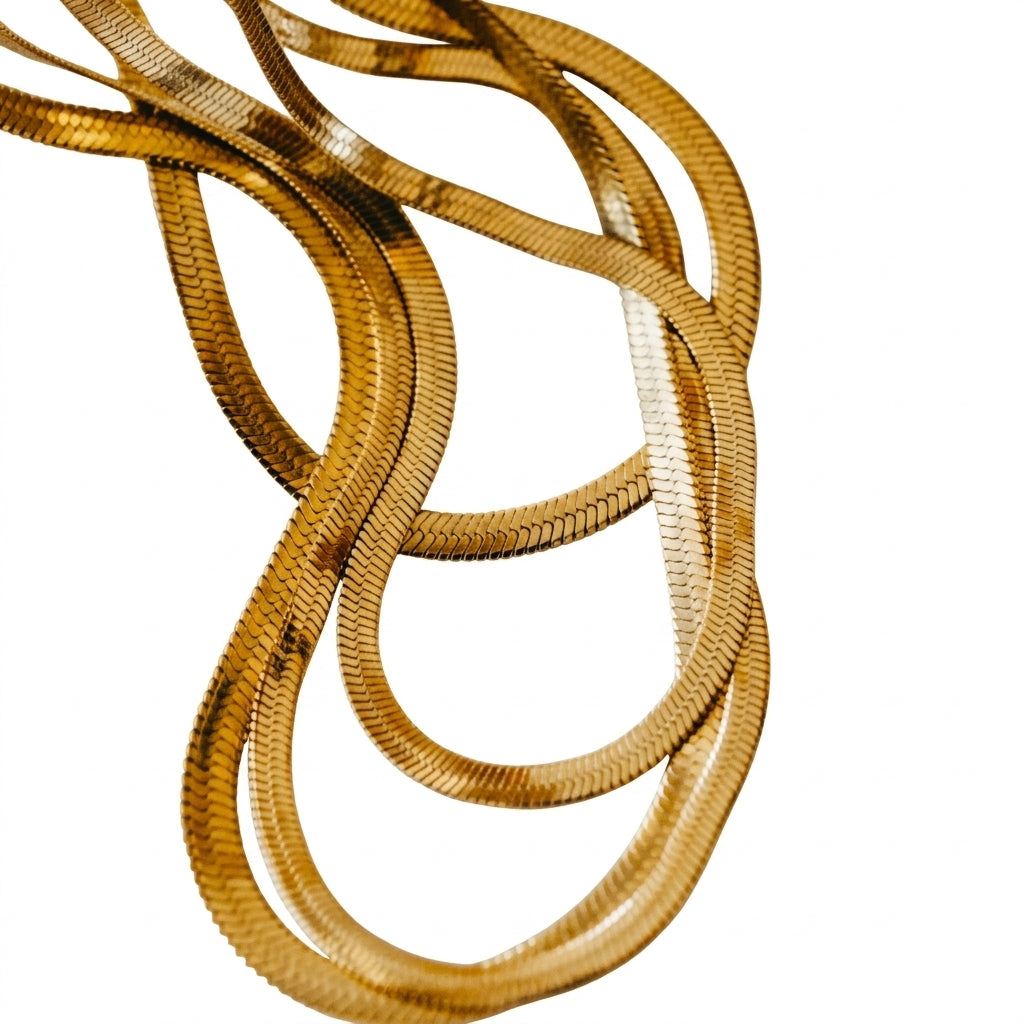 Eclipse Necklace | 18K Gold PVD | Waterproof Herringbone Chain Necklace