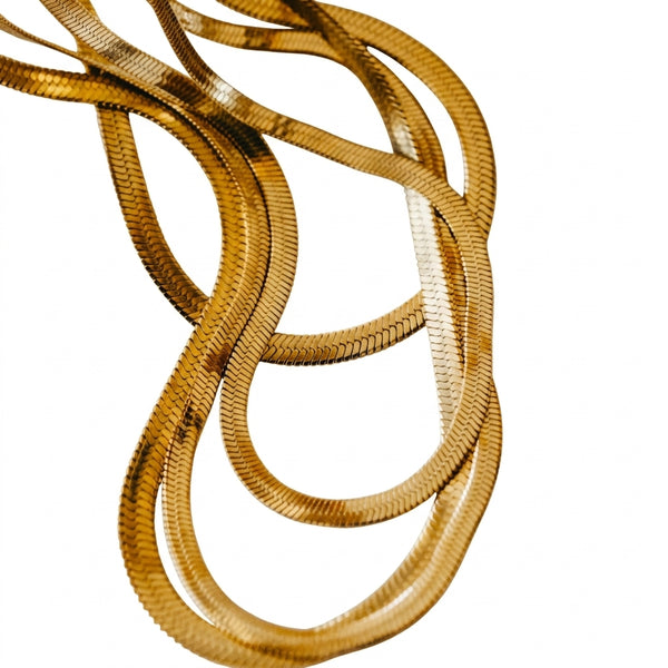 Eclipse Necklace | 18K Gold PVD | Waterproof Herringbone Chain Necklace