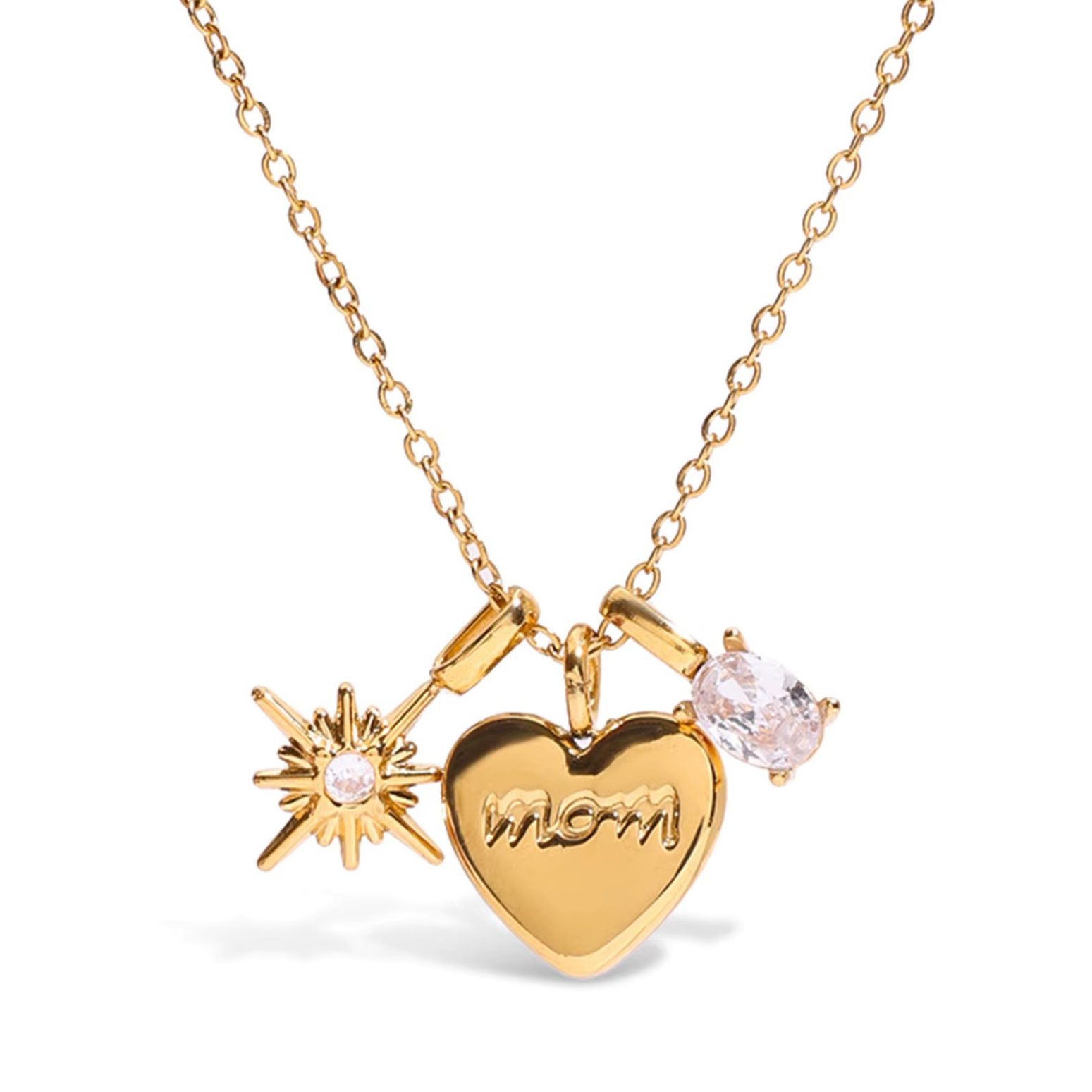 Mom Moments Heart Pendant Necklace | Waterproof 18K Gold PVD | Tarnish-Resistant Mom Jewelry Gift