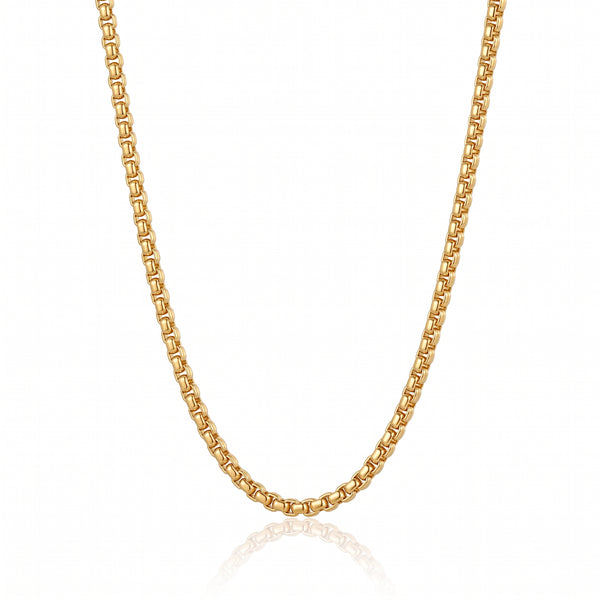 Reefline Necklace | 18K Gold PVD | Waterproof Rounded Box Chain Necklace