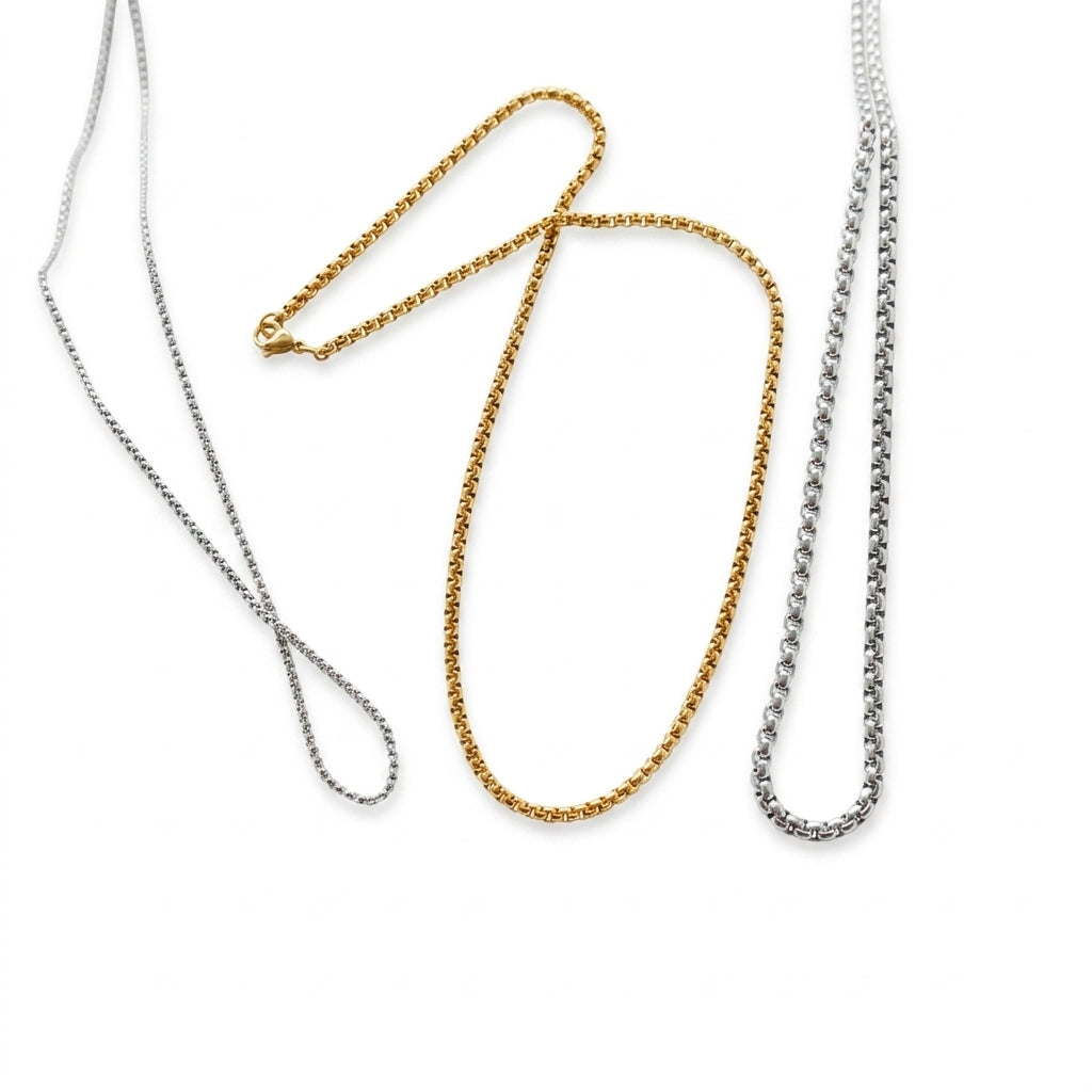 Reefline Necklace | 18K Gold PVD | Waterproof Rounded Box Chain Necklace