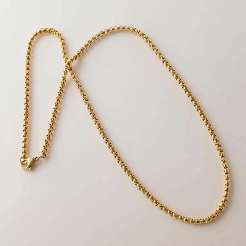 Reefline Necklace | 18K Gold PVD | Men's Waterproof Rounded Box Chain Necklace