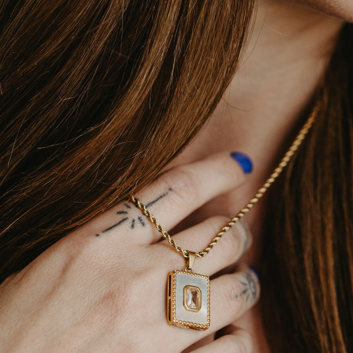 Mykonos Square Pendant Necklace